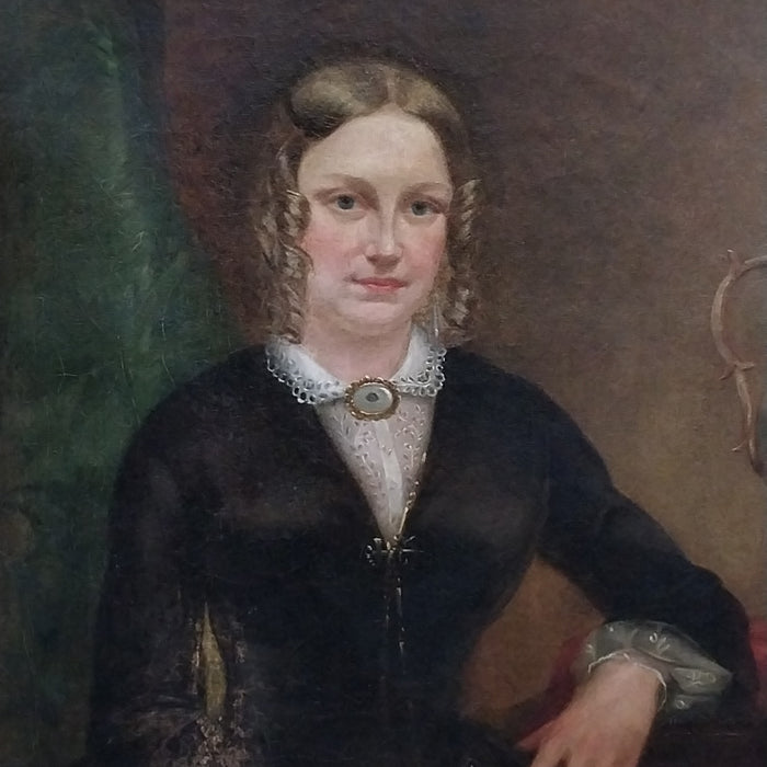 UNFRAMED OIL PAINTING OF A YOUNG WOMAN