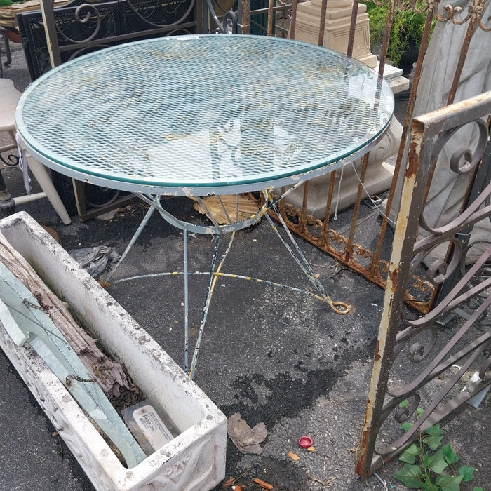 IRON MESH TABLE WITH GLASS TOP