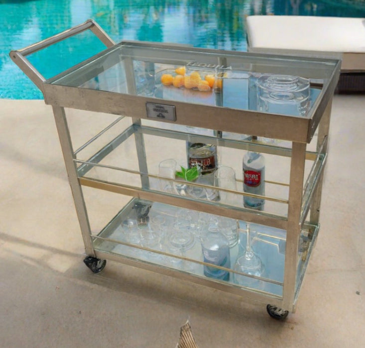 MODERN STEEL AND GLASS OFFICE CART