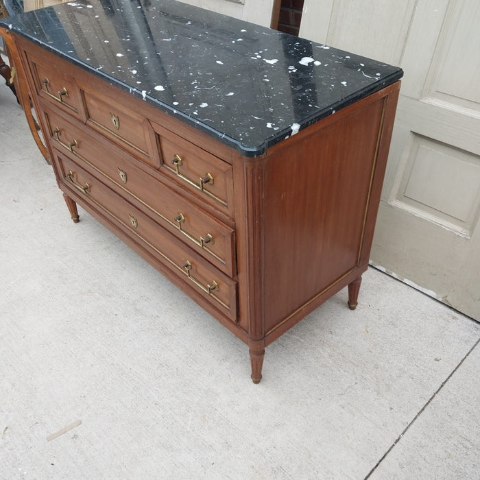 LOUIS XVI BLACK MARBLE TOP MAHOGANY CHEST