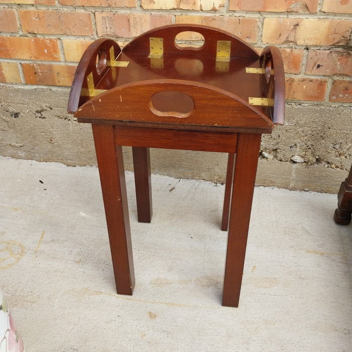 SMALL MAHOGANY STAND WITH FOLDING TOP