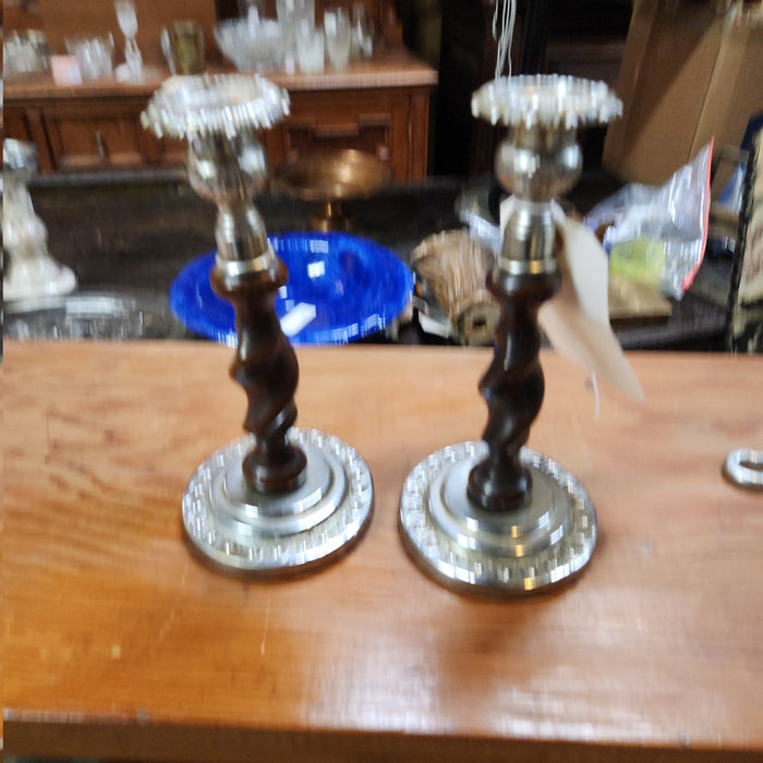 PAIR OF BARLEY TWIST CANDLE STICKS