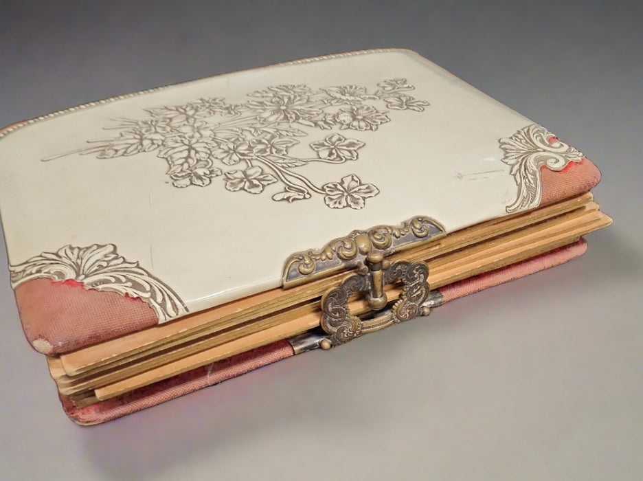 1890'S VICTORIAN PHOTO ALBUM WITH RED VELVET TRIM