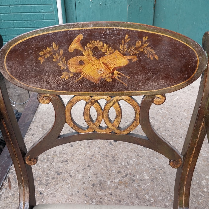 PAIR OF HAND PAINTED REGENCY ARMCHAIRS