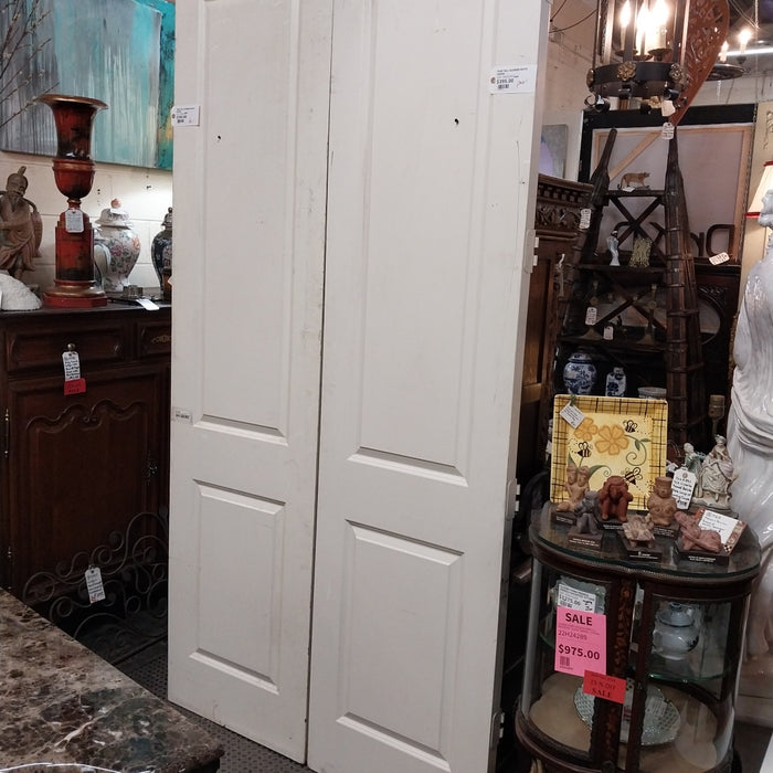PAIR TALL SLENDER WHITE DOORS