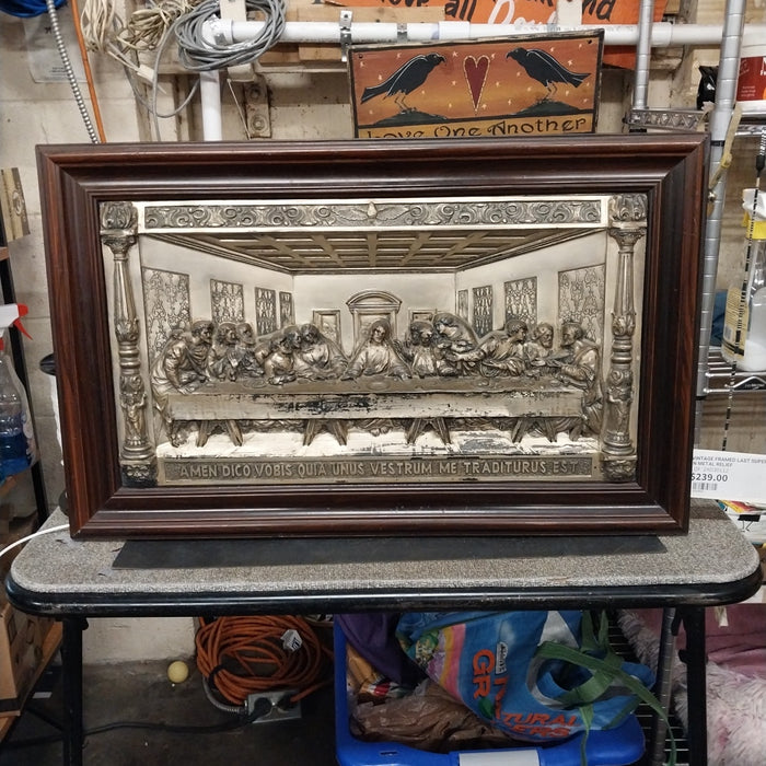 VINTAGE FRAMED LAST SUPER IN METAL RELIEF