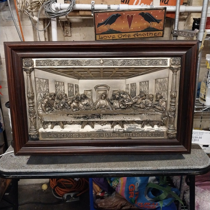 VINTAGE FRAMED LAST SUPER IN METAL RELIEF