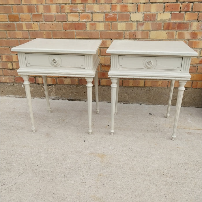 PAIR OF LOUIS XVI GREY PAINTED NIGHT STANDS