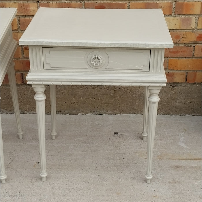 PAIR OF LOUIS XVI GREY PAINTED NIGHT STANDS