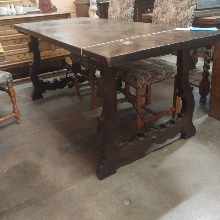 SPANISH BAROQUE TABLE WITH IRON STRETCHER