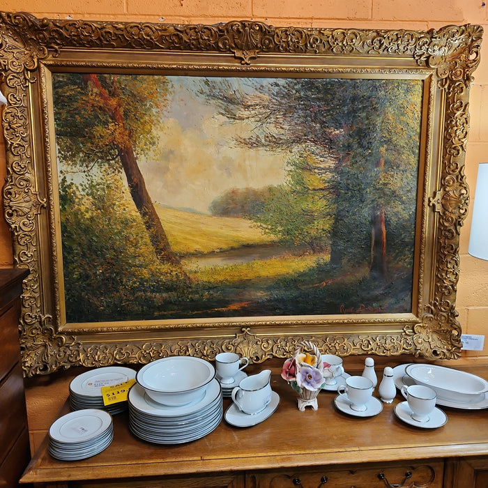 HUGE GOLD FRAMED IMPRESSIONIST LANDSCAPE