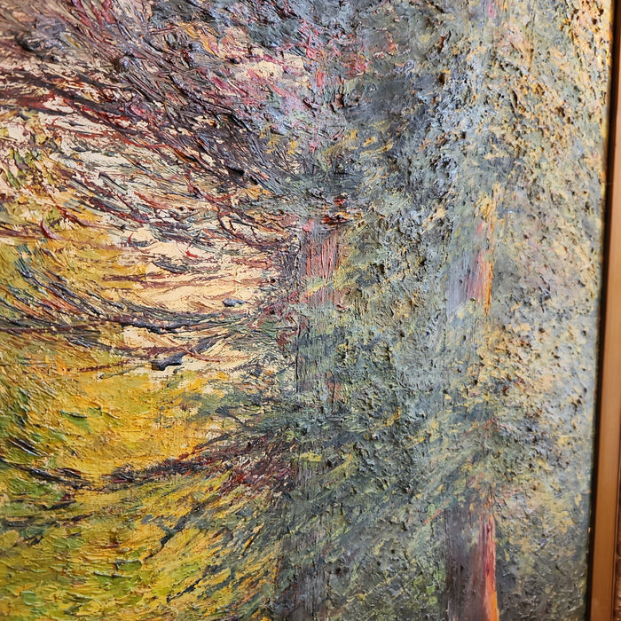 HUGE GOLD FRAMED IMPRESSIONIST LANDSCAPE