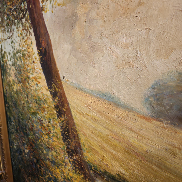 HUGE GOLD FRAMED IMPRESSIONIST LANDSCAPE
