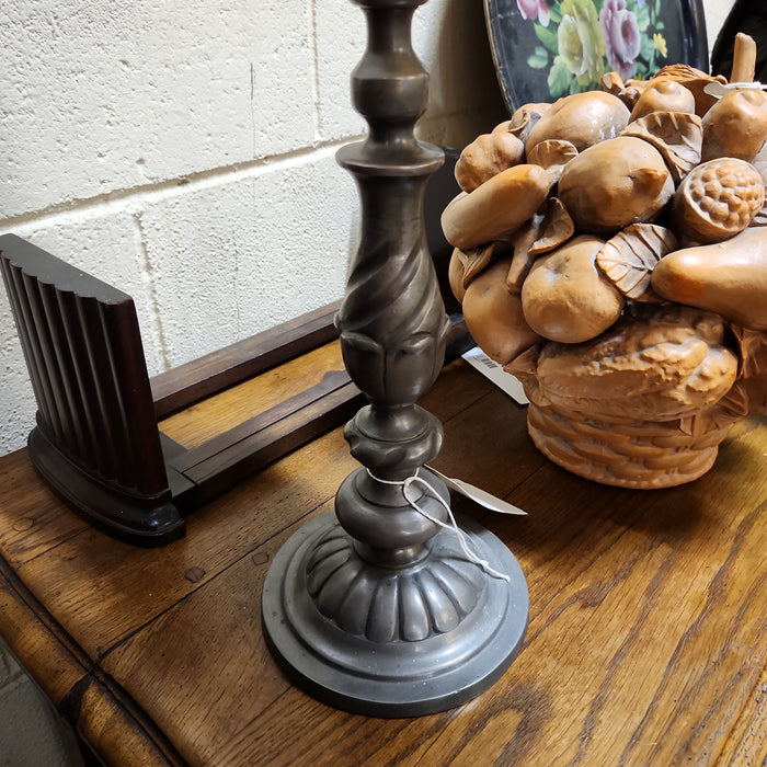 BARLEY TWIST METAL  PEWTER LAMP NEEDS WIRING