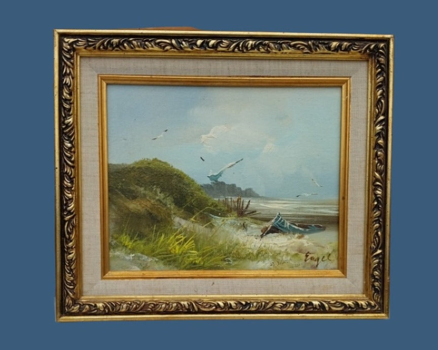 SMALL FRAMED SEASCAPE OIL PAINTING