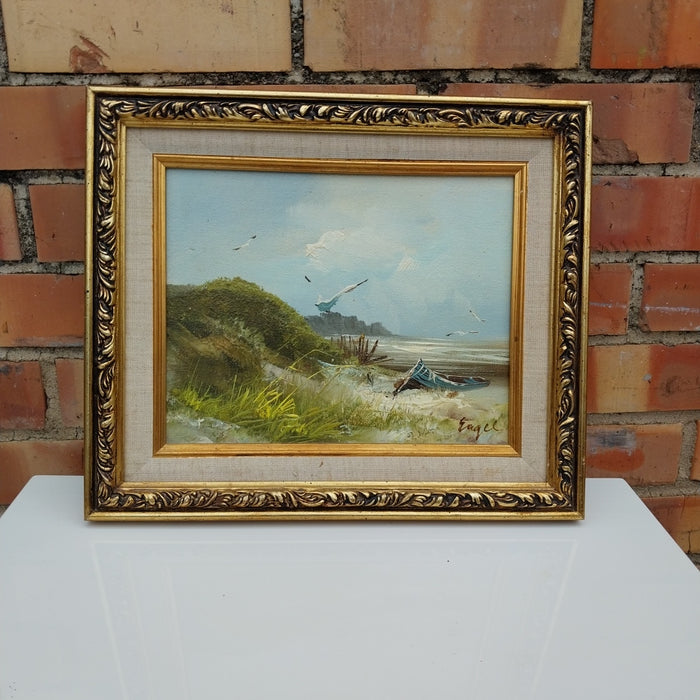 SMALL FRAMED SEASCAPE OIL PAINTING