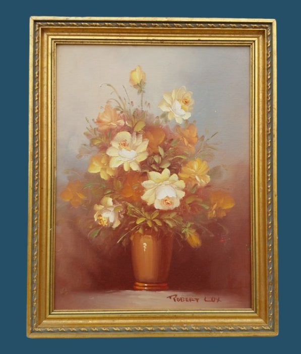 FRAMED OIL PAINTING OF FLOWERS BY ROBERT LUX