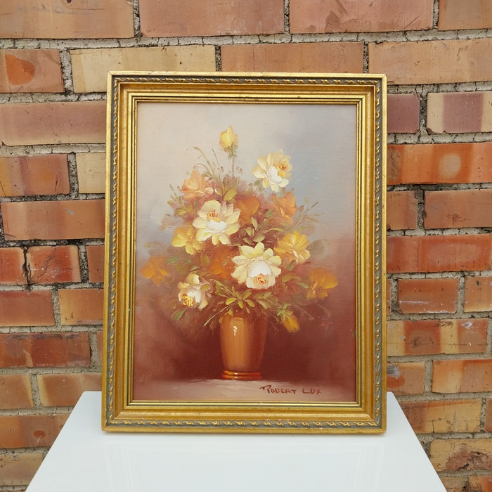 FRAMED OIL PAINTING OF FLOWERS BY ROBERT LUX