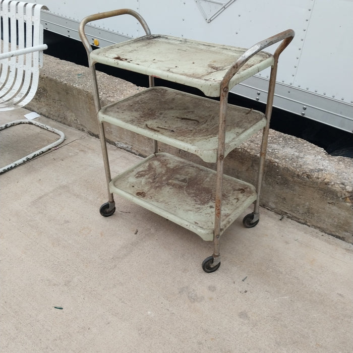 GREEN METAL KITCHEN CART