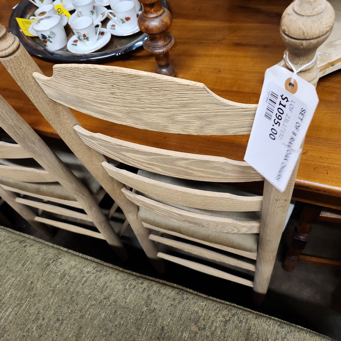 SET OF 8 RAW OAK LADDER BACK CHAIRS