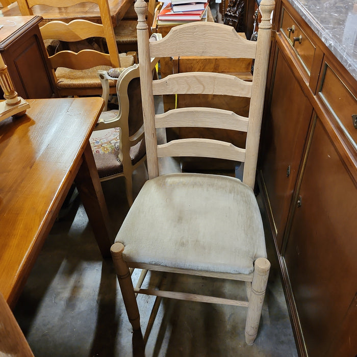 SET OF 8 RAW OAK LADDER BACK CHAIRS