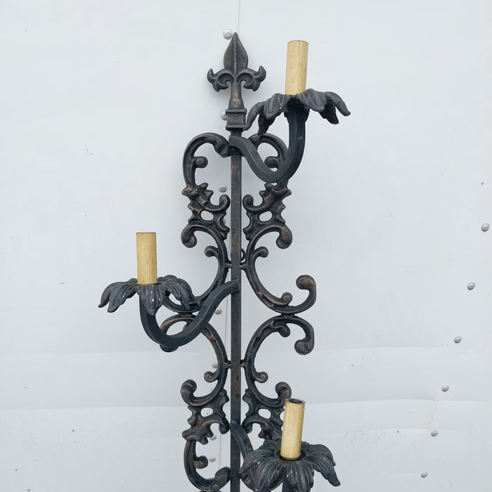 PAIR OF TALL SIX LIGHT IRON WALL SCONCES