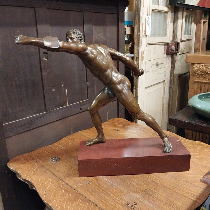 19TH CENTURY BRONZE CASTING OF A BORGHESE GLADIATOR