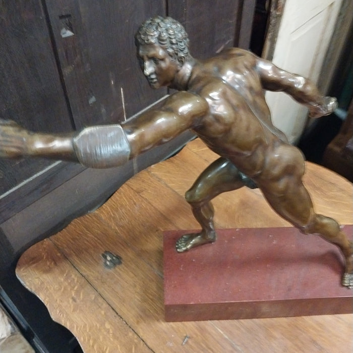 19TH CENTURY BRONZE CASTING OF A BORGHESE GLADIATOR