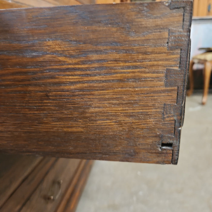 TUDOR DARK OAK BOOKCASE ON CHEST