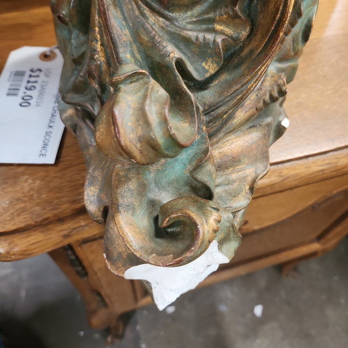 AS FOUND POLYCHROME CHAULK SCONCE