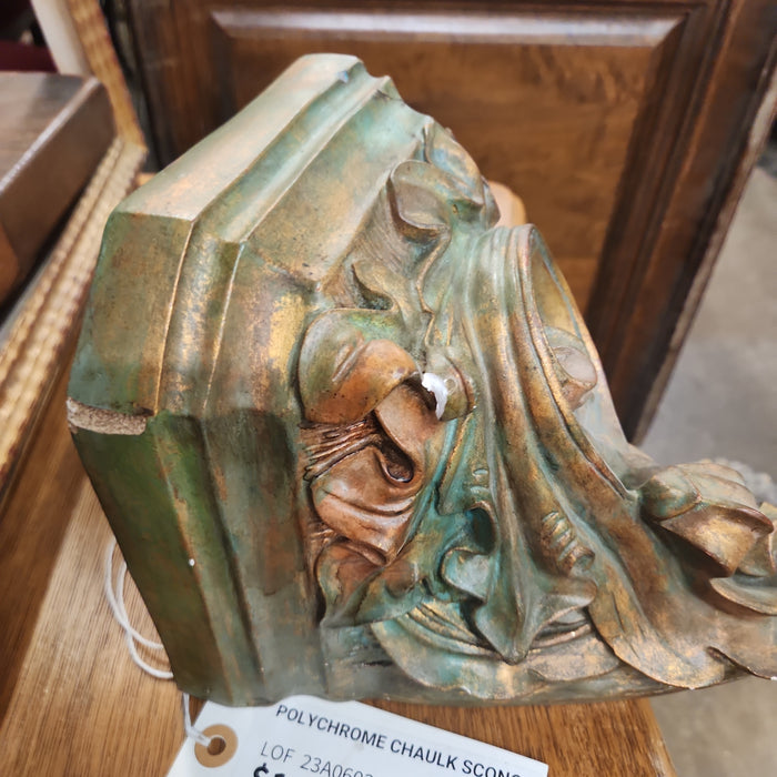 AS FOUND POLYCHROME CHAULK SCONCE