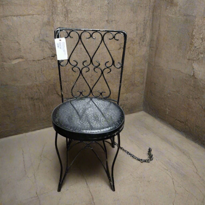 IRON VANITY CHAIR WITH OSTRICH HIDE SEAT