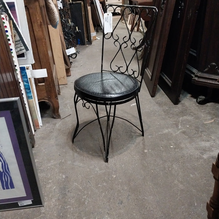 IRON VANITY CHAIR WITH OSTRICH HIDE SEAT