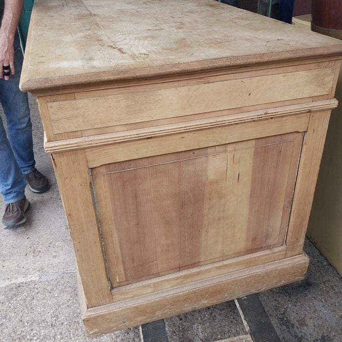 PINE AND TULIP WOOD COUNTER WITH SLIDING DOORS