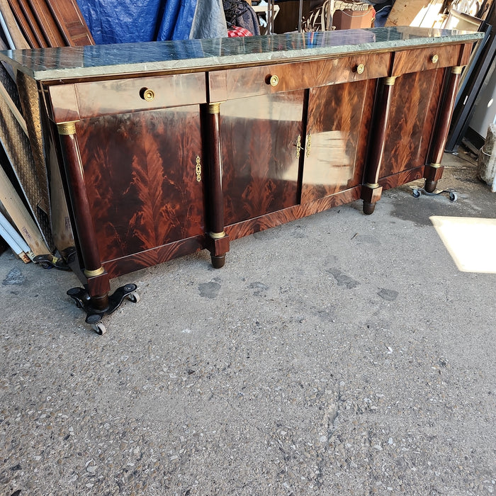 EMPIRE MAHOGANY SIDEBOARD WITH GREEN MARBLE TOP