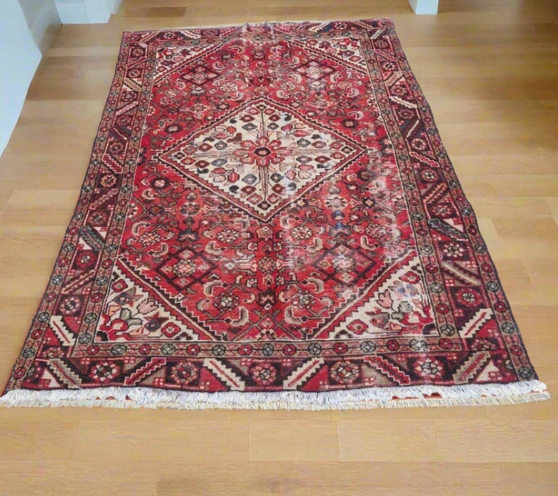 HAND TIED PERSIAN HAMEDAN RUG AS FOUND