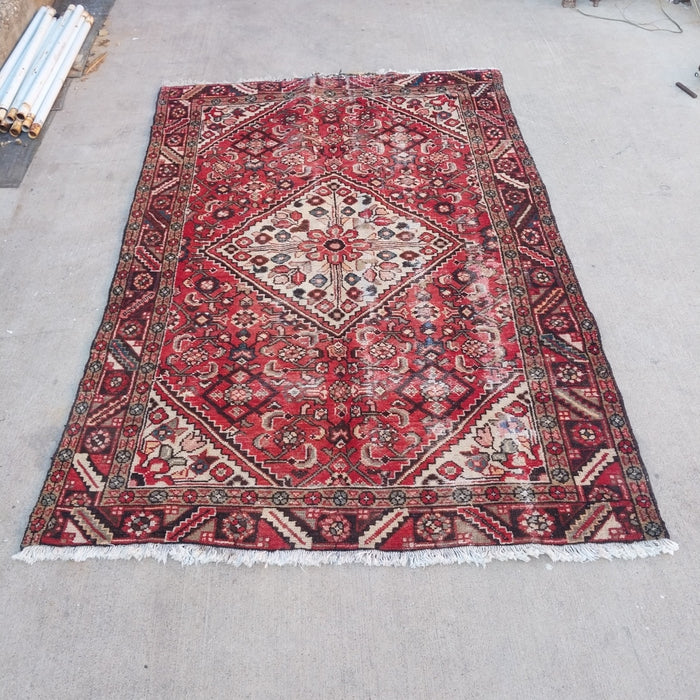 HAND TIED PERSIAN HAMEDAN RUG AS FOUND