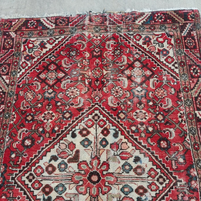 HAND TIED PERSIAN HAMEDAN RUG AS FOUND