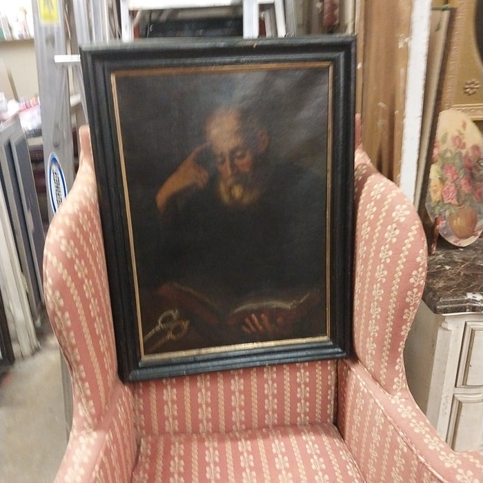 EARLY FRAMED OIL PORTRAIT OF A SAINT