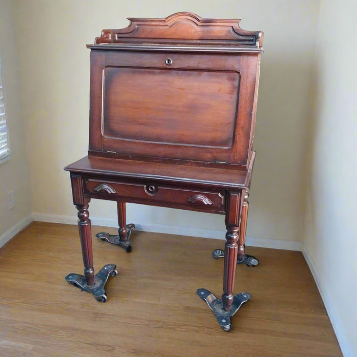 AMERICAN EASTLAKE WALNUT DROP FRONT SECRETARY DESK