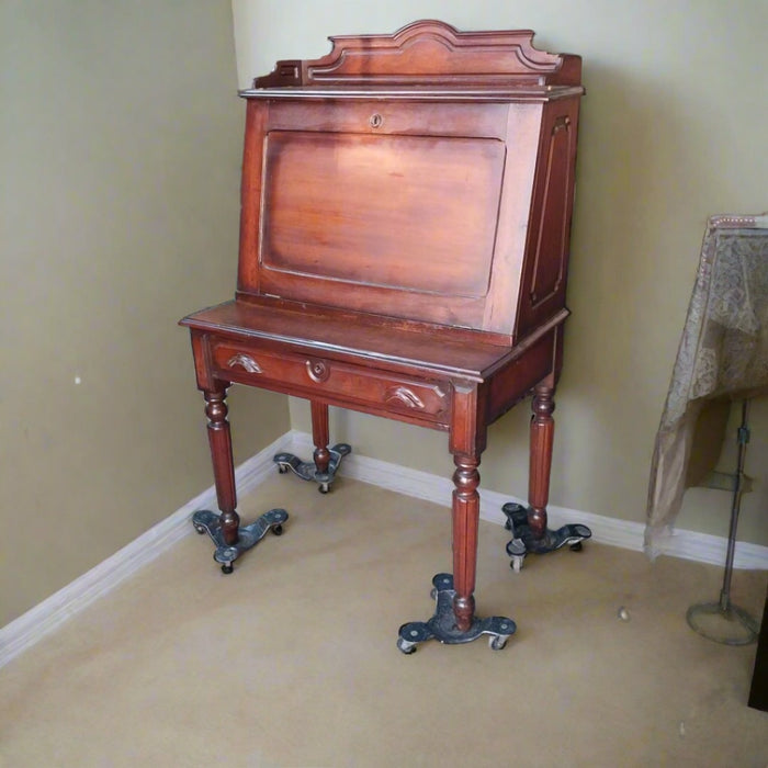 AMERICAN EASTLAKE WALNUT DROP FRONT SECRETARY DESK