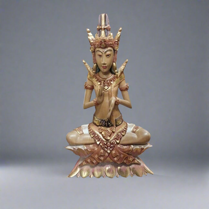 HAND CARVED NYONGAN BEDAYATANA HINDU GODDESS FIGURE POLYCHROME PAINTED