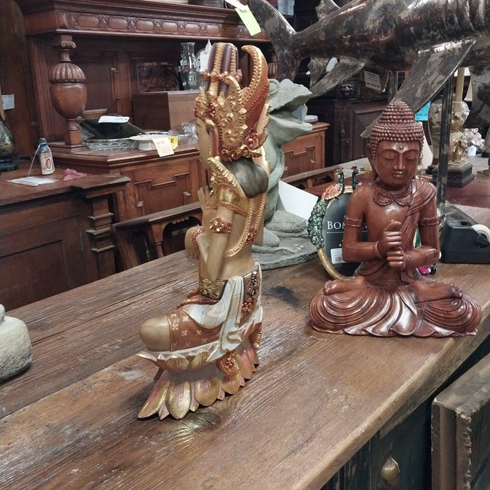 HAND CARVED NYONGAN BEDAYATANA HINDU GODDESS FIGURE POLYCHROME PAINTED