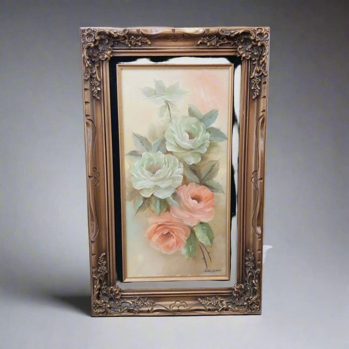 FRAMED OIL PAINTING OF ROSES