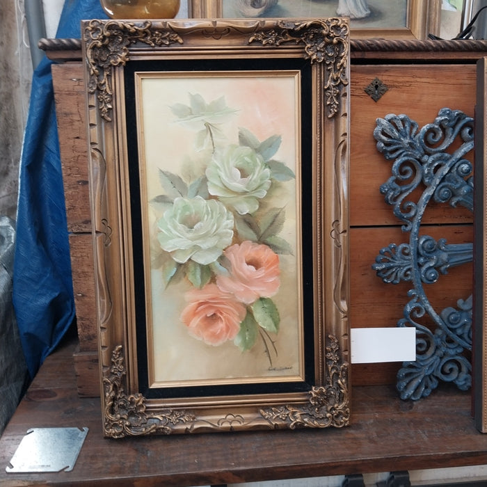 FRAMED OIL PAINTING OF ROSES