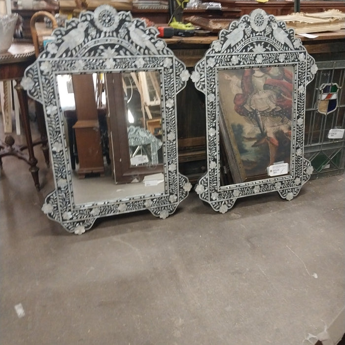 INLAID SHELL WITH BIRDS SHAPED FRAMED MIRROR