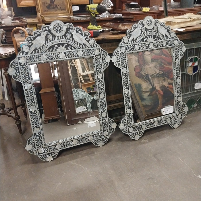 INLAID SHELL WITH BIRDS SHAPED FRAMED MIRROR