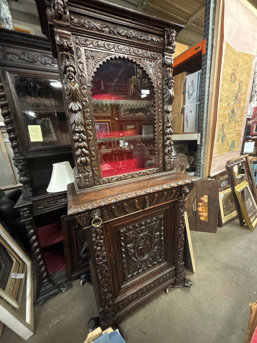 ANGEL CARVED NARROW GLASS TOP HUNT BOARD