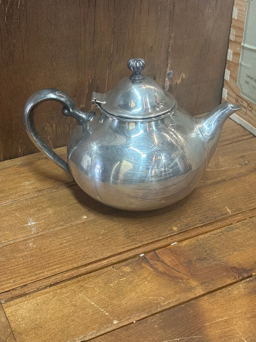 SMALL SILVER PLATE TEA POT SET WITH CREAM AND SUGAR