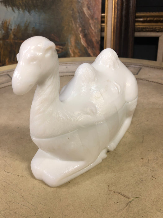 MILK GLASS CAMEL BOX